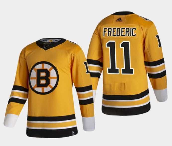 Mens Boston Bruins #11 Trent Frederic Gold Stitched NHL Jersey Dzhi
